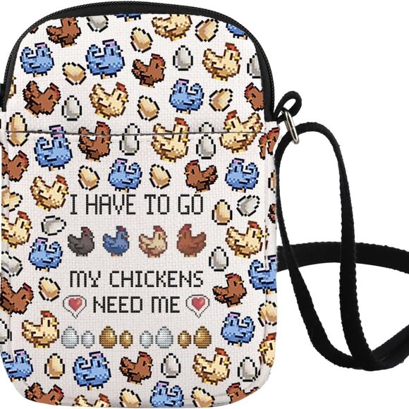 Durable Pixel Chicken Crossbody Bag - Convenient Travel Companion for Gamers - Picture 1 of 7